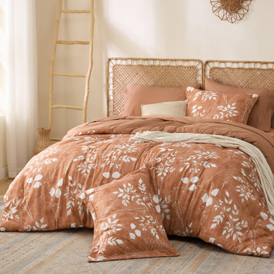 Couvre-lit dans un sac - Motif floral et végétal réversible imprimé d'édredons, de draps, de taies d'oreiller et de taies décoratives, 89 g / m²