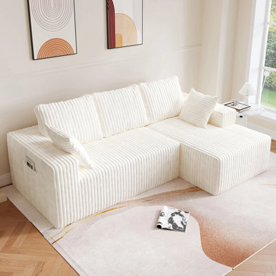 94" Cloud Sectional Couch With L-Shape Chaise,4 Seat Modern Modular Sofa With Deep Seat,Upholstered Couches For Living Room Bedroom, Boneless Couch (Beige, 94"+Right Facing Chaise)