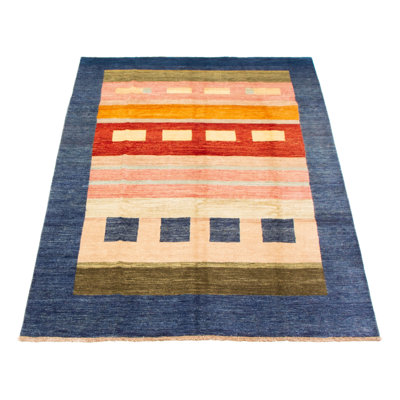 Tapis multicolore en laine noué à la main 6 pi 6 po x 9 pi 8 po One Age of a Kind Kind Bedworth