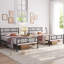 Minimalist Metal Slatted Bed Platform with Arrow Design Headboard-101364230-101248772