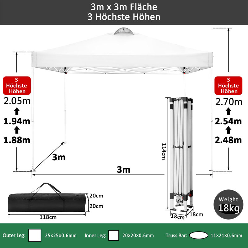 10 pi. x 10 pi Tente d'extérieur imperméable Easy Up , Blanc