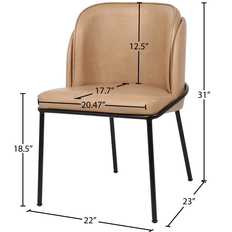 Jagger Faux Leather Dining Chair, Set Of 2, Tan Vegan Leather