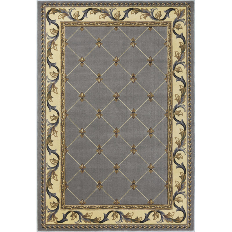 Tapis oriental bleu ardoise Lashley, Rectangle 5 pi 3 po x 7 pi 7 po