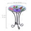  Solar LED Floral Glass Butterfly Bird Bath with Stand