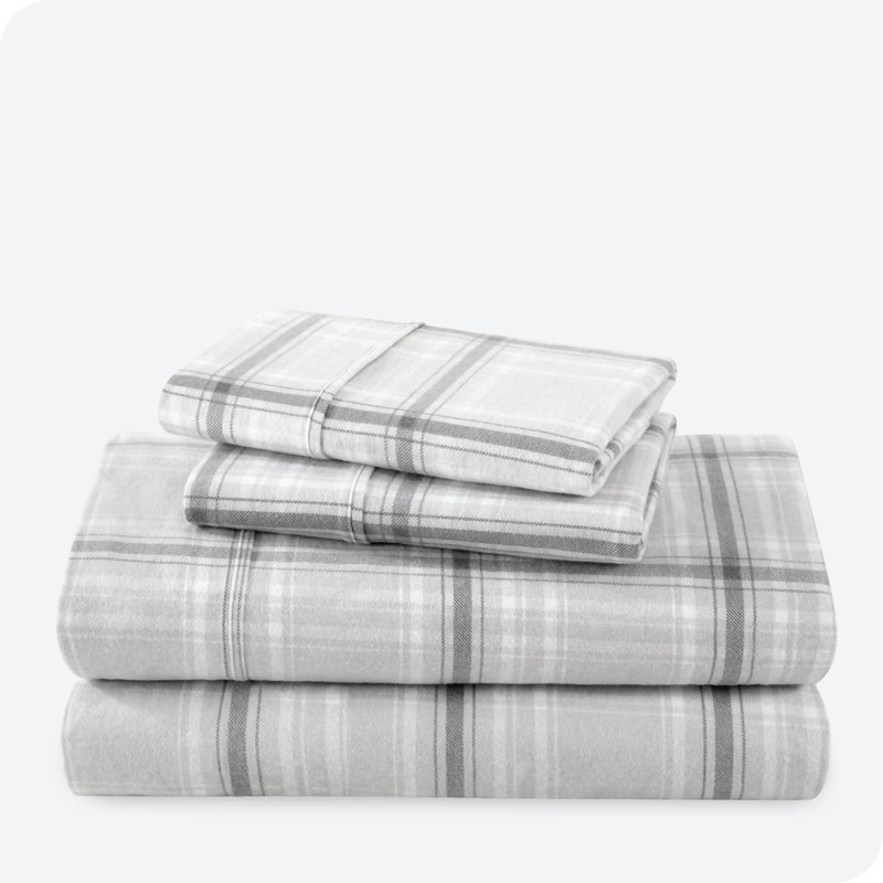 Microfiber Sheet Set, King Sheet Set + 1 Fitted Sheet + 2 Pillowcases, Tartan Plaid
