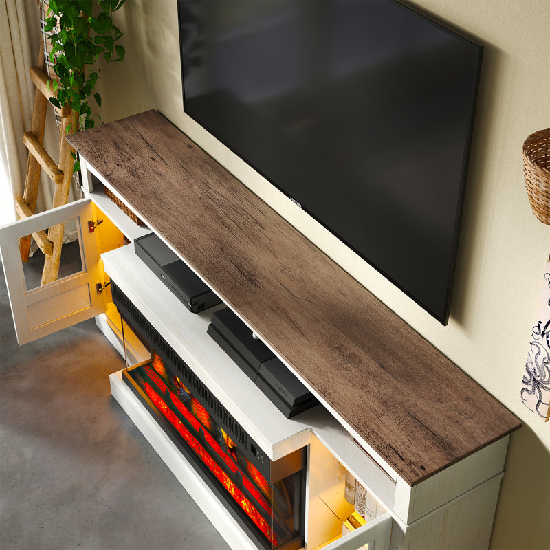 Meuble audio-vidéo Farmhouse Fireplace, Blanc