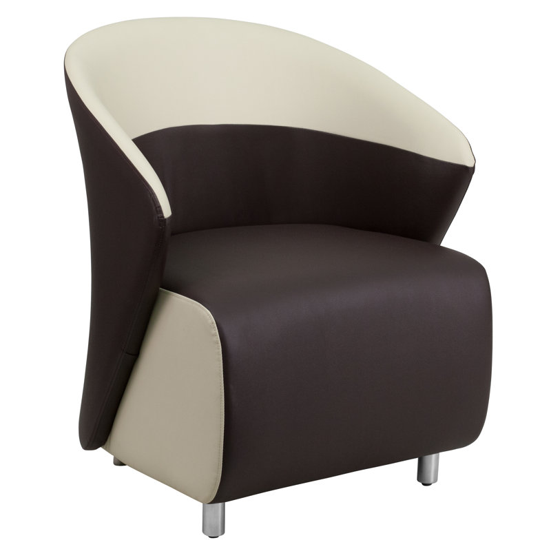 Méridienne incurvée NavS LeatherSoft, Brun foncé / Beige