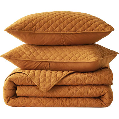 Teo Diamond Stitch Microfiber Quilt Set