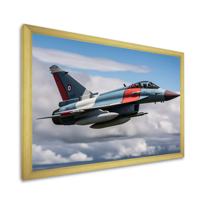 Avion de chasse militaire II sur toile, Cadre doré à une seule photo, H 12 po x l 20 po x P 1 po