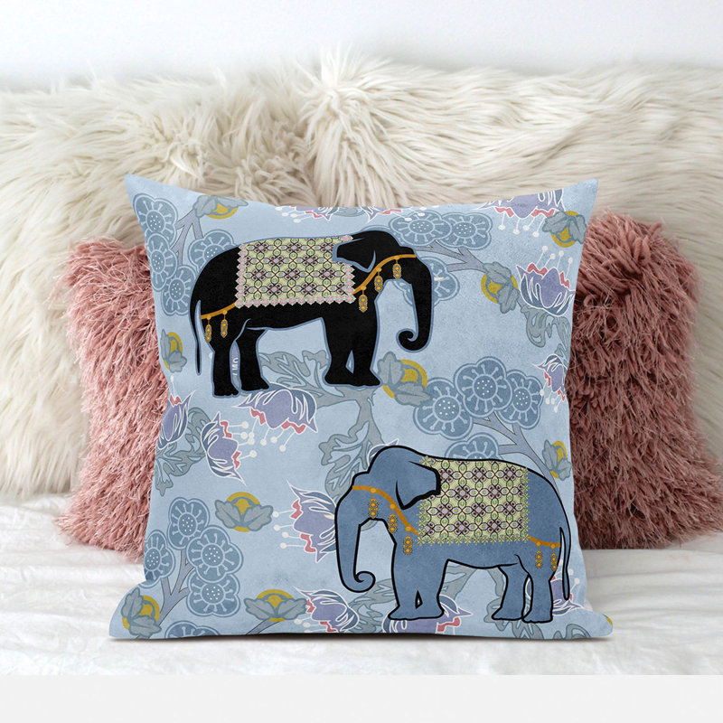 Outdoor Reversible Throw Pillow, 26" x 26", Sky Blue/White