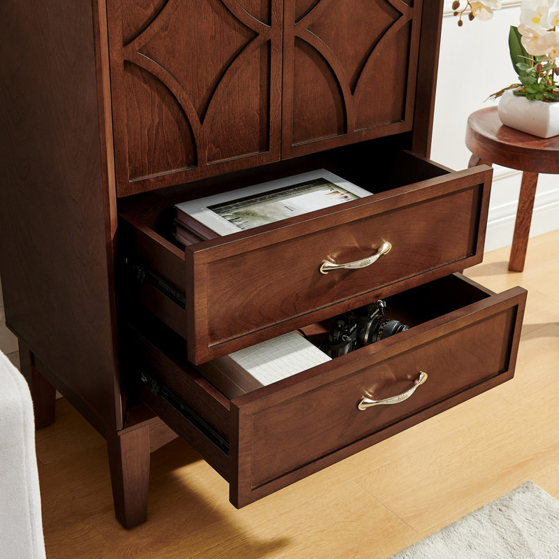 Armoire de rangement pour garde-manger, armoire buffet moderne, armoire de rangement rétro avec portes et tiroir, Noyer