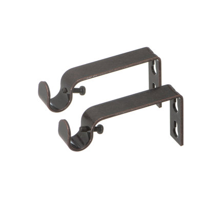  Fixed Brackets for Curtain Rods - for 1/2 or 5/8 Inch Rods. Set of 2 - Oil Rubbed Bronze