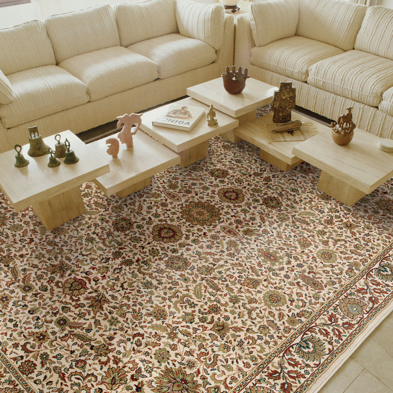 Tapis oriental ivoire / vert Shelburne, Rectangle 10 pi x 12 pi 7 po
