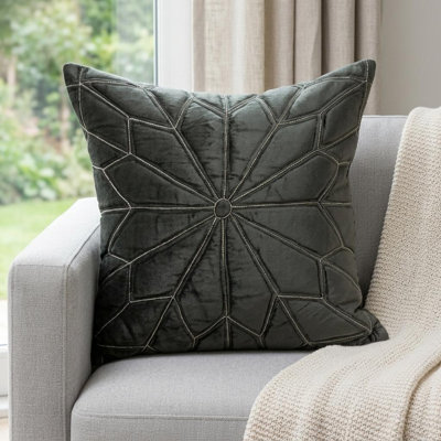 Coussin décoratif 20 po en mélange de coton gris