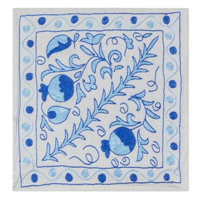 Housse de coussin brodée en dentelle Suzani 18 x 18 po