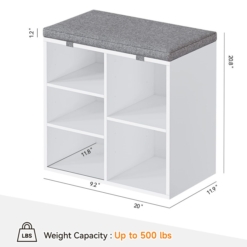 Shoe Storage Bench, White