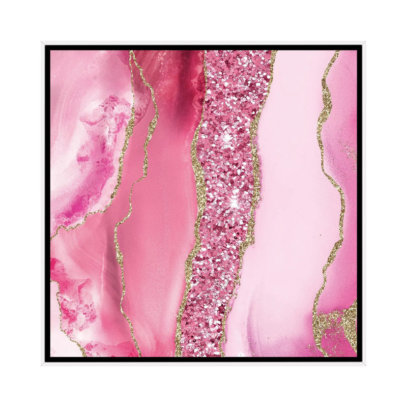 Agate Glitter Dazzle Texture V, No Mat, 37" H x 37" W x 1.5" D, White Floater Framed Canvas