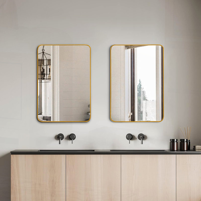 Miroir mural pour salle de bain, Doré