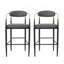 Ensemble de 2 tabourets de bar, tabourets de bar rembourrés à hauteur de comptoir avec dossier et pieds en fer pour îlot de cuisine, assise en tissu d'une capacité de poids de 260 lb-661459397