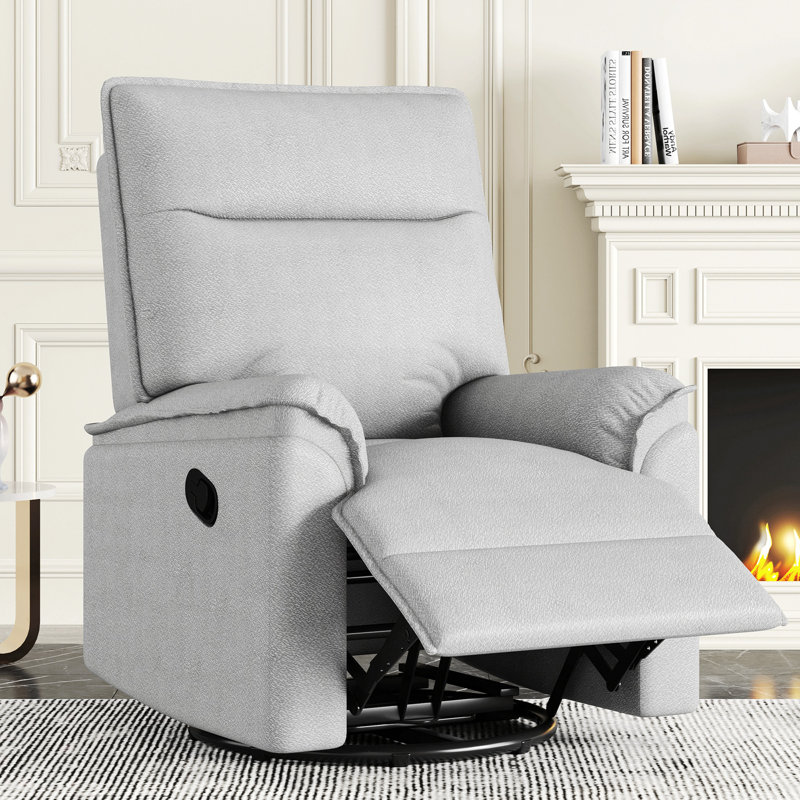 Addisyn Swivel and Rocker Recliner Chair, Gray 100% Linen