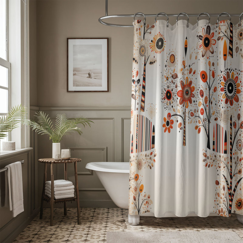 Abstract Folk - Rideau de douche Premium, H 74 po x l 71 po
