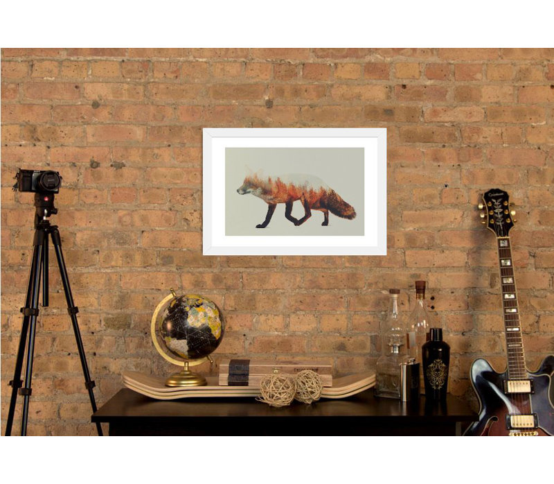 « fox i », art textuel, H 24 po x l 32 po x P 1 po, Papier encadré blanc
