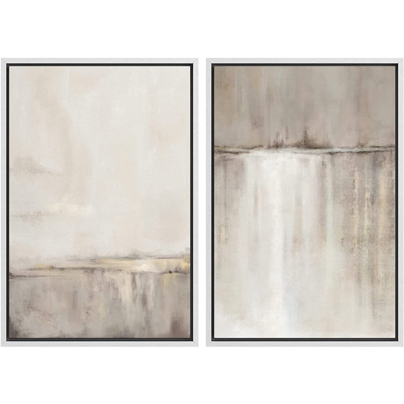 "Grunge Duotone Tan", paysage minimaliste, art mural encadré sur toile, 2 pièces, H 24 po x l 16 po, White