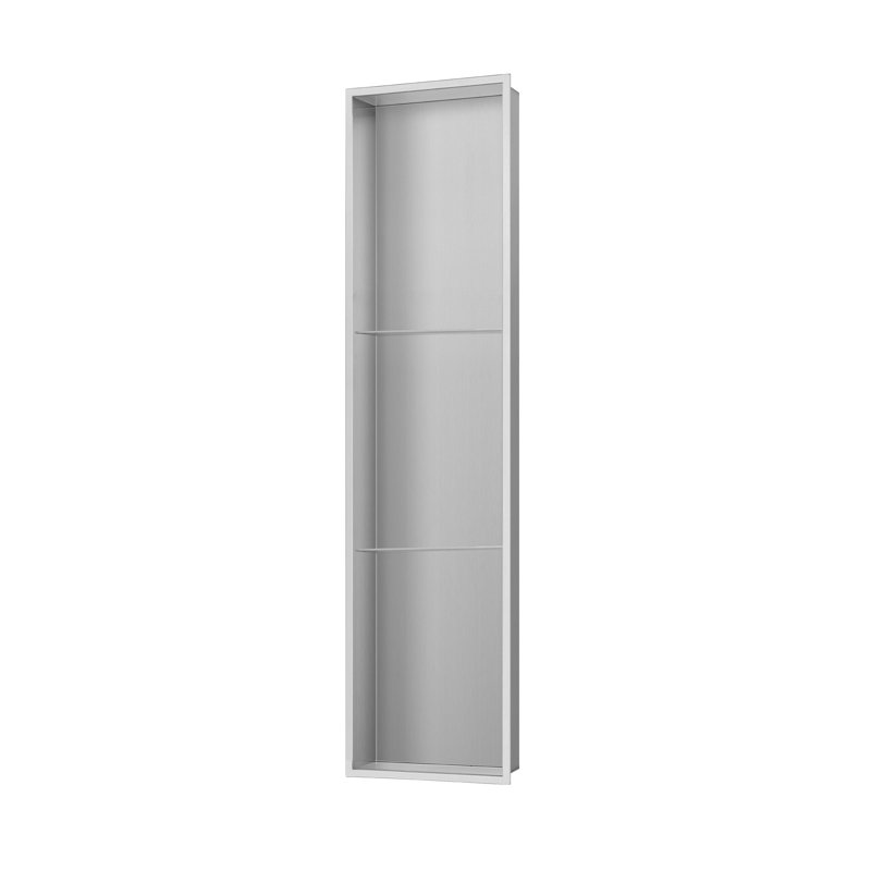 Niche de douche encastrée à 3 sections en acier inoxydable 8 pouces x 36 pouces, Acier inoxydable brossé