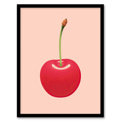 Single Cherry Baby Pink Lime Green Retro Minimalist - Single Picture Frame Print