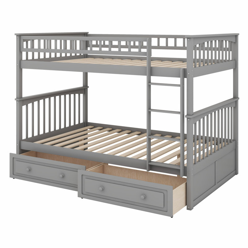 Bunk Bed With Drawers, Convertible Beds, Grey