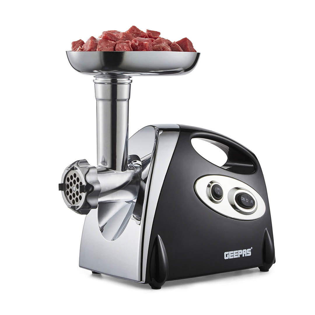 Geepas Electric Meat Grinder 1800W – Stainless Steel Meat Mincer & Sausage Stuffer, Food Grinding Mincing Machine with Kibbe Attachment – 3 Different