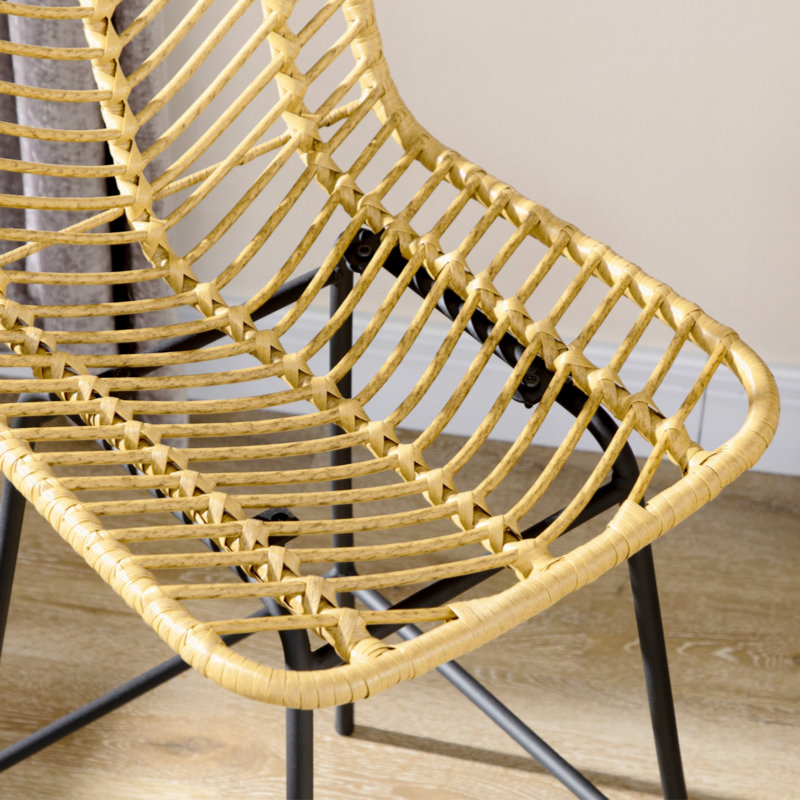 Rattan Bar Stools Set Of 4, 26" Counter Height Barstools, Boho Kitchen Island Stools With Breathable Wicker Seat And Back, 4