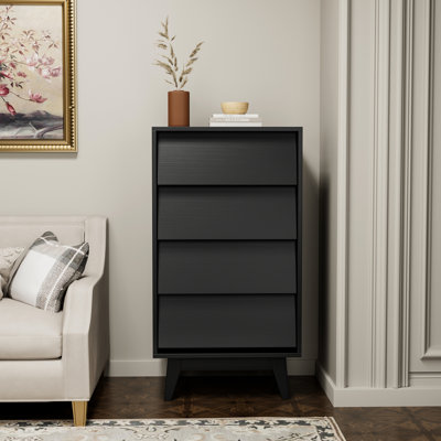 Commode de chambre noire Autra - 4 tiroirs pour t-shirts