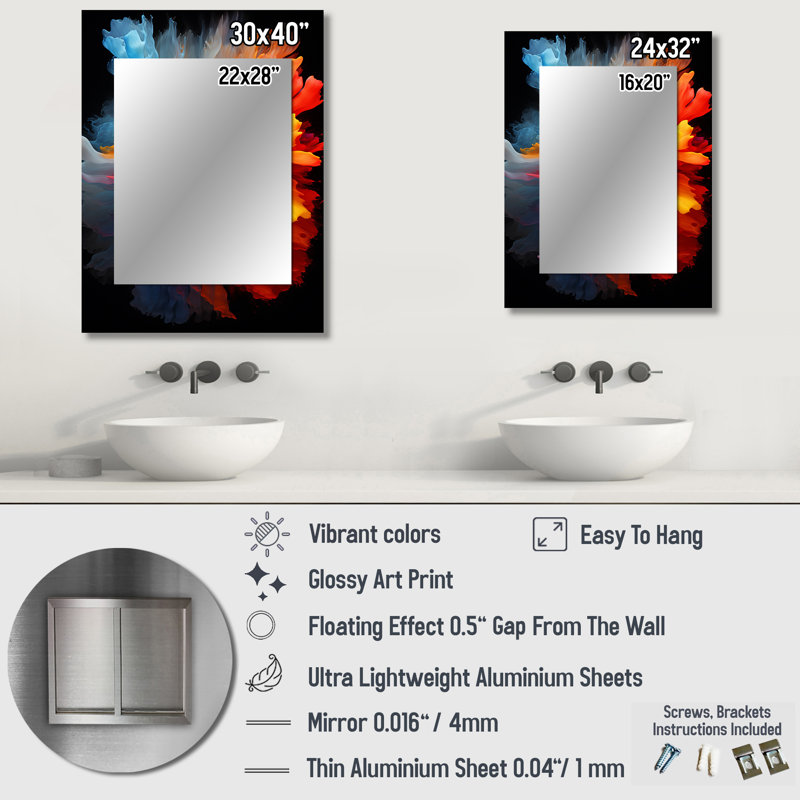Rainbow Shades Of Colorlessness - miroir arc-en-ciel, miroir mural décoratif traditionnel, impression d'art en métal