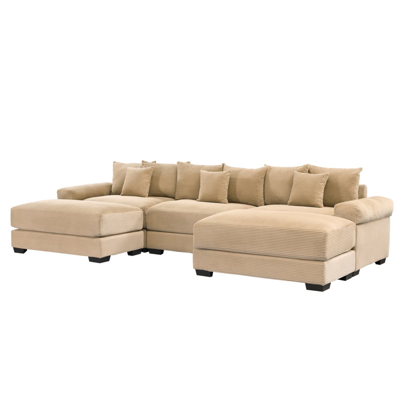 Canapé modulaire surdimensionné 130 po Cloud, Velours côtelé chameau, H 34,25 po x l 129,95 po x P 59,45 po