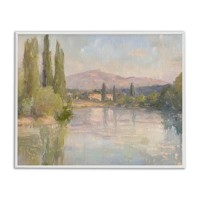 Giclée encadrée «Place by the Lake», conception par Petal Prints Design, H 16 po x l 20 po, Blanc