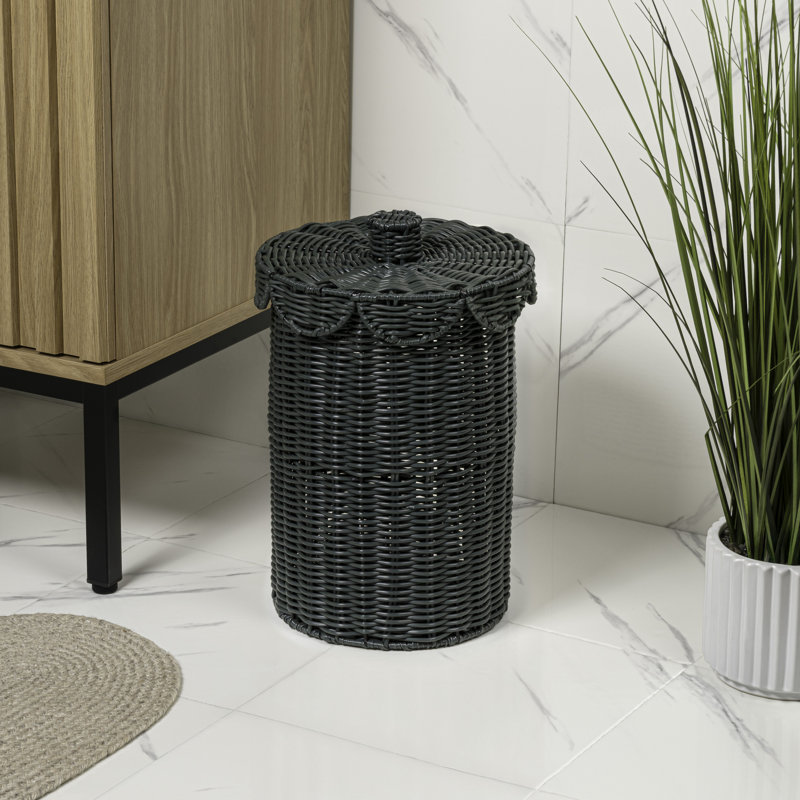 Corbeille à déchets en résine de style bohémien de 2,9 gallons avec couvercle festonné Fern, Vert foncé