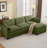Corduroy 3-Seater L-Shaped Sectional Sofa With Movable Ottoman-1836416736