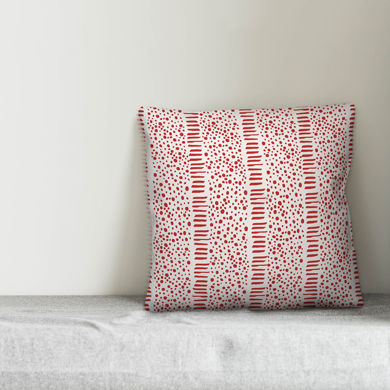 Geometric Throw Pillow, 18" x 18", Red Geometric 1