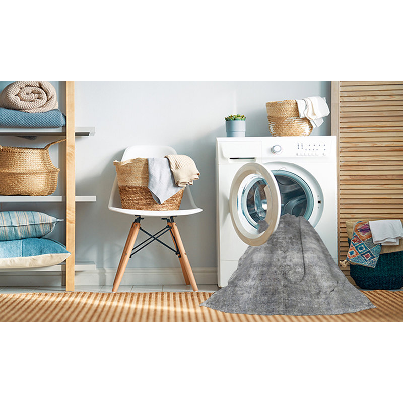 Tapis 100% traditionnel lavable à la machine 3855 Akaylah, Rond 3 pi