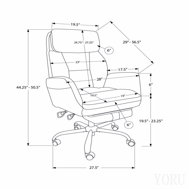 Office Chair, Adjustable Height, Armrests, Ergonomic, Swivel, Computer Desk, Work, Dark Grey Leather-Look, Chrome Metal, Contemporary, Modern