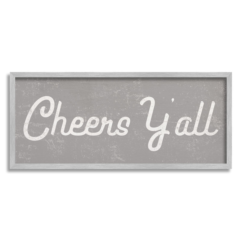 «Cheers Y'all Country Saying Happy Hour», H 13 po x l 30 po, Estampe numérique Farmhouse