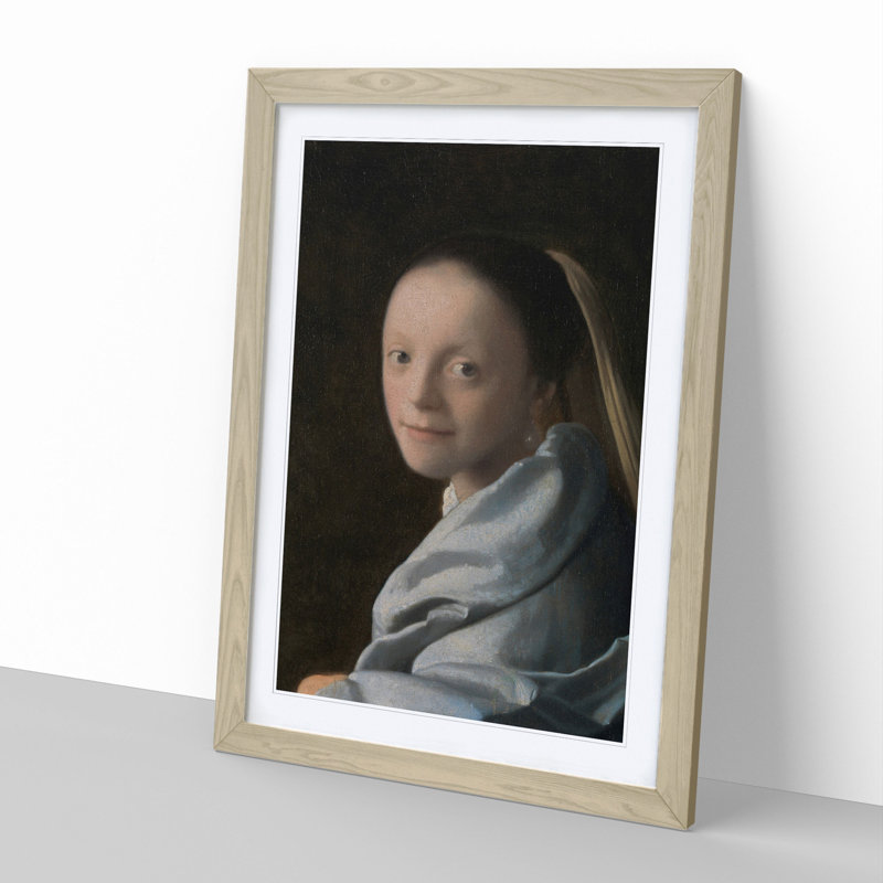 Study of a Young Woman by Johannes Vermeer - Framed Print, Oak Framed, 65cm H x 48cm W x 2cm D