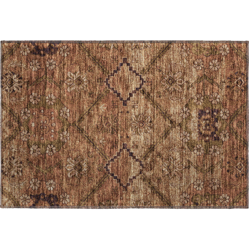 Premium Machine Washable Prisco Paprika Rug, Rectangle 1'8" x 2'6"