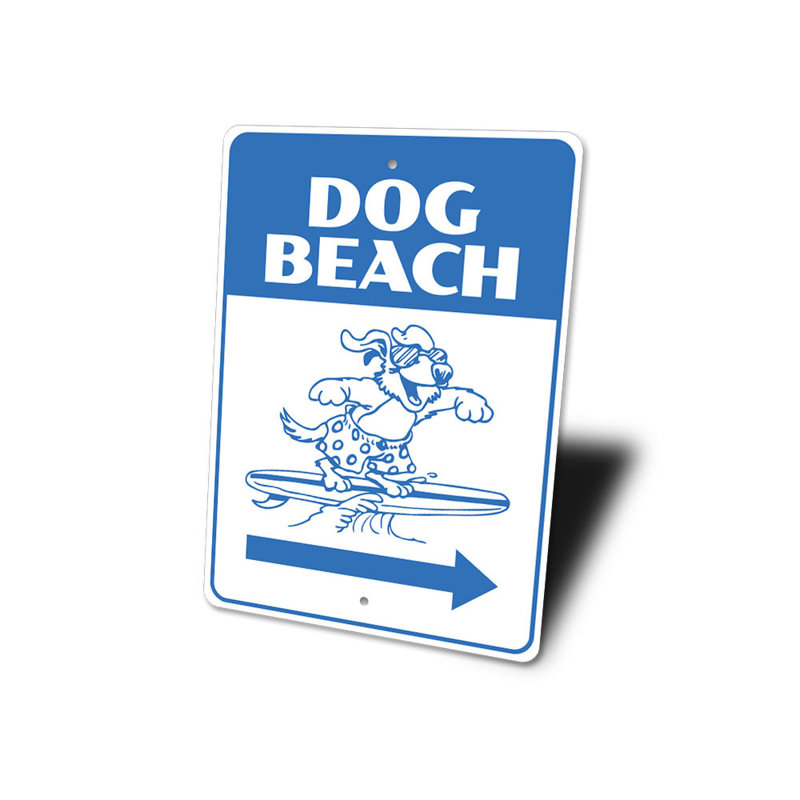 Plaque en aluminium Dog Beach, H 18 po x l 12 po x P 0,06 po