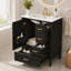 Meuble-lavabo moderne de 61 cm (24 pouces) avec lavabo en céramique, porte à fermeture douce, 3 tiroirs et poignées dorées-537682854-537682872-537682876