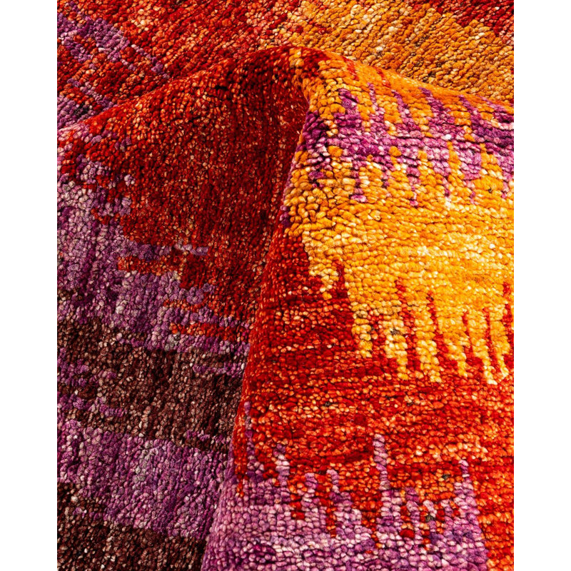 Contemporary One-of-a-Kind Rectangle 5'10" X 9'2" Hand Knotted Area Rug