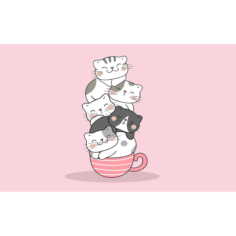 Papier peint de qualité supérieure - Pile de chats mignons, L 144 po x l 210 po