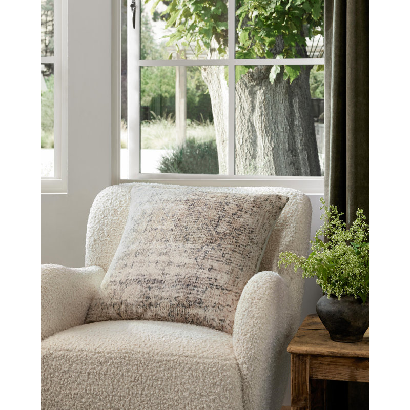 Bohemian Gray Abstract Square Throw Pillow Set, 22" x 22"