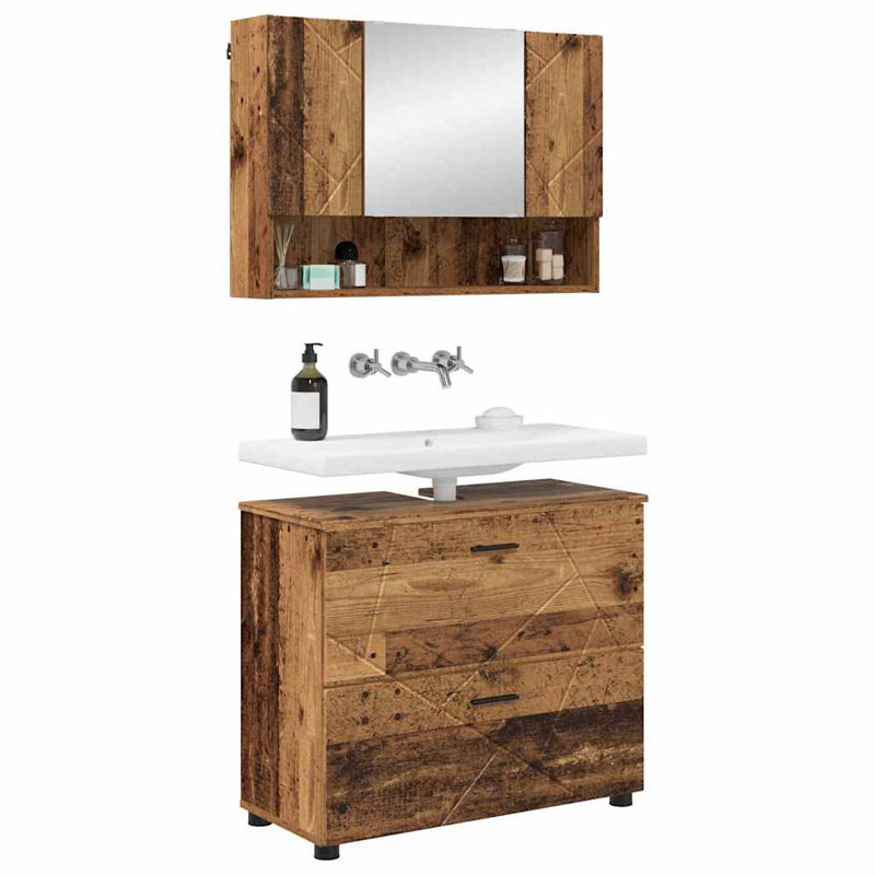 Bathroom Storage Furniture Set, Old Wood